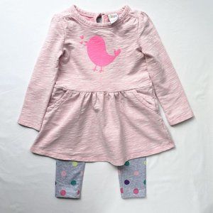 Youth Girls Size 4 Bird Tunic Polka Dot Sweat Pants Outfit Bundle